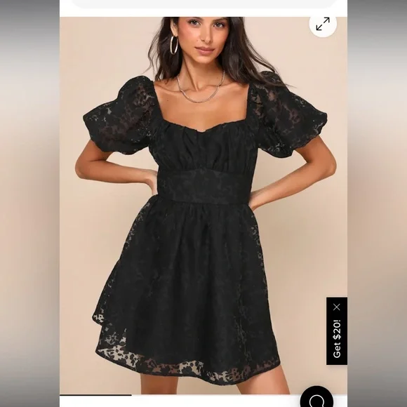 Lulu's Black Puff Sleeve Dress - Picture 5 of 10